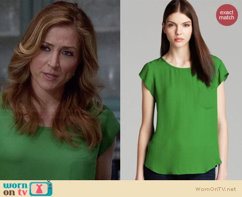 Joie Rancher Top in Camp Green worn by Sasha Alexander on Rizzoli & Isles