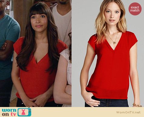 Joie Rubina Blouse in Red worn by Hannah Simone on New Girl