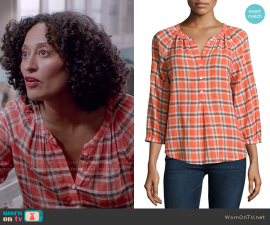 Joie Selma Plaid Blouse worn by Rainbow Johnson (Tracee Ellis Ross) on Black-ish