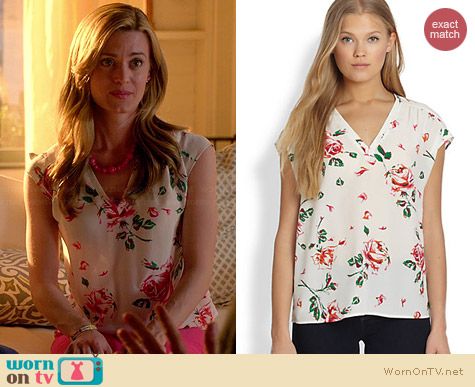 Joie Suela Vintage Rose Blouse worn by Brooke D'Orsay on Royal Pains