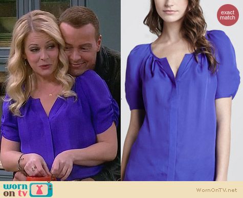 Joie Terabithia Blouse in purple worn by Melissa Joan Hart on Melissa & Joey