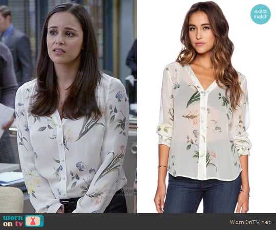 Joie Yvetta Blouse in Porcelain worn by Amy Santiago (Melissa Fumero) on Brooklyn Nine-Nine