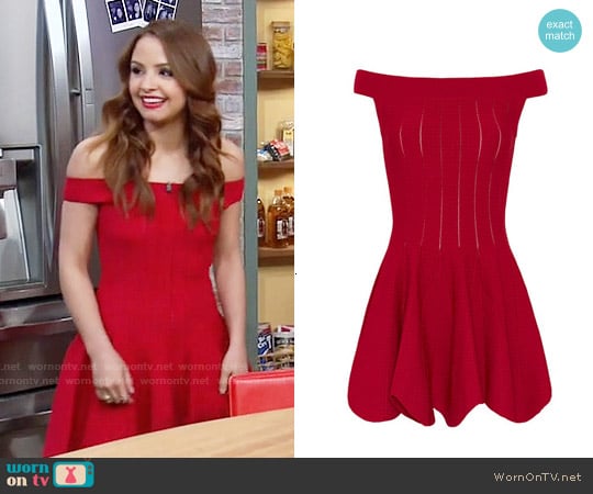 Jonathan Simkhai Off The Shoulder Pointelle Dress worn by Sofia Rodriguez (Aimee Carrero) on Young and Hungry