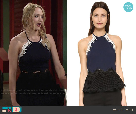 Jonathan Simkhai Tower Mesh Halter Top worn by Summer Newman (Hunter King) on The Young and the Restless