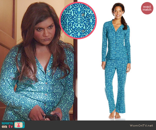 Josie by Natori Maya Pajamas in Blue/Multi worn by Mindy Kaling on The Mindy Project