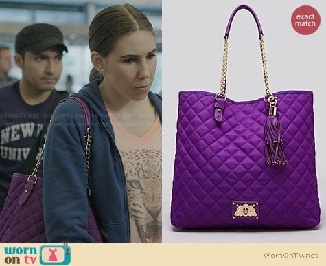 Juicy Couture Anja Quilted Tote in Purple worn by Zosia Mamet on Girls