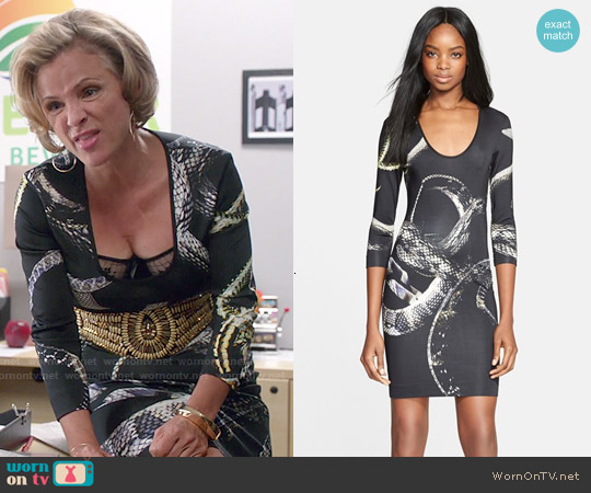 Just Cavalli 'Eve's Temptation' Snake Print Jersey Dress worn by Julia (Amy Sedaris) on Kevin from Work