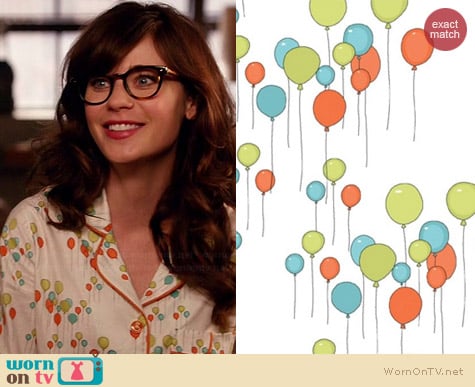 Just for Fun by Andover Balloon Fabric Pajamas worn by Zooey Deschanel on New Girl