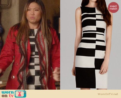 Karen Millen Engineered Graphic Stripe Dress worn by Jenna Ushkowitz on Glee