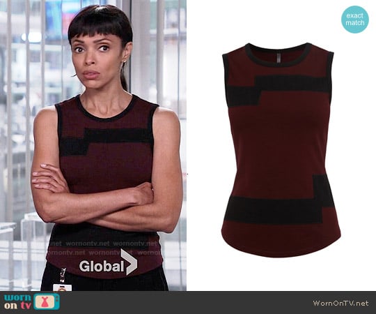 Karen Millen Block Print Fitted Vest worn by Camille Saroyan (Tamara Taylor) on Bones