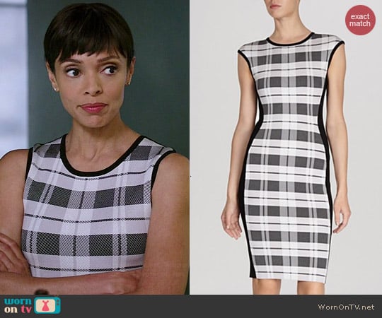 Karen Millen Check Bandage Knit Dress worn by Tamara Taylor on Bones