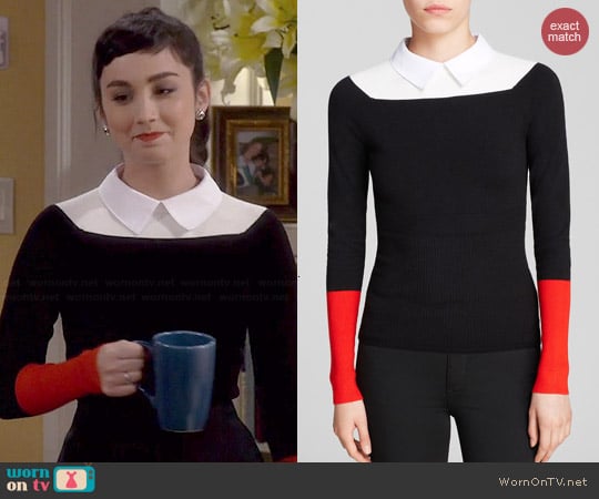 Karen Millen Collared Color Block Sweater worn by Molly Ephraim on Last Man Standing