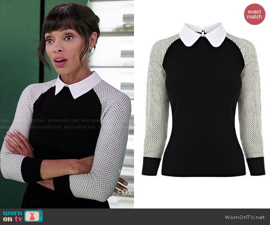 Karen Millen Contrast Collar Sweater worn by Camille Saroyan (Tamara Taylor) on Bones