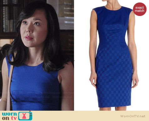 Karen Millen Cotton Jacquard Shift Dress worn by Yunjin Kim on Mistresses