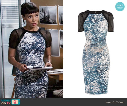 Karen Millen Marble Print Signature Stretch Dress worn by Camille Saroyan (Tamara Taylor) on Bones