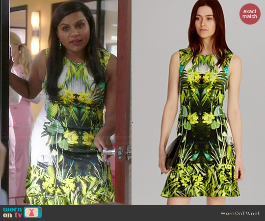 Karen Millen Photographic Jungle Print Dress worn by Mindy Kaling on The Mindy Project