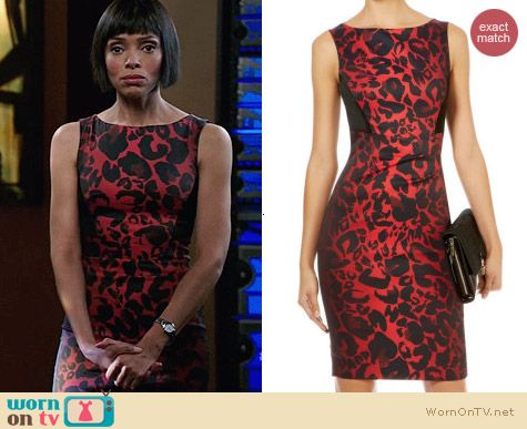 Karen Millen Red Colorful Leopard Dress worn by Tamara Taylor on Bones