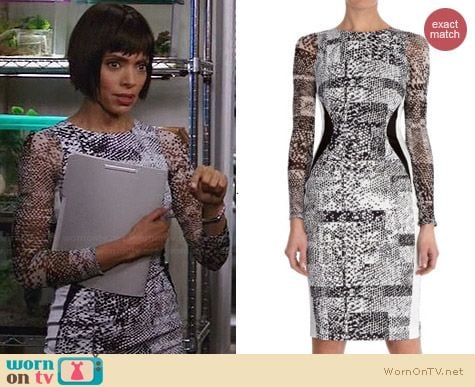 Karen Millen Stretch Texture Print Dress worn by Tamara Taylor on Bones