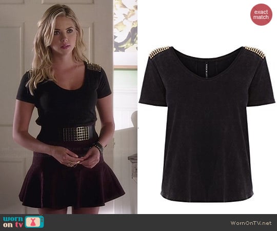 Karen Millen Acid Wash Jersey Tshirt worn by Ashley Benson on PLL