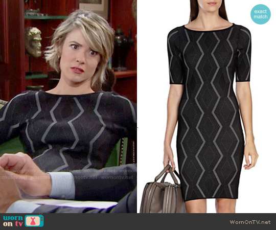 Karen Millen Zig Zag Bandage Dress worn by Caroline Spencer (Linsey Godfrey) on The Bold and the Beautiful