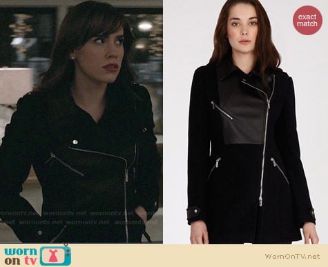 Karen Millen Coat with Zip Detail and Leather Look Panels worn by Christa Allen on Revenge