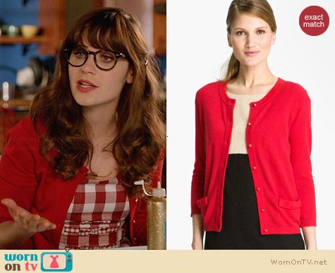 Kate Spade Carine Cardigan worn by Zooey Deschanel on New Girl