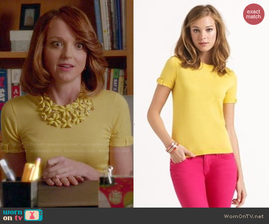 Kate Spade Caroline Sweater in Yellow worn by Emma Pillsbury (Jayma Mays) on Glee