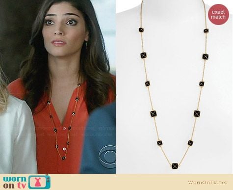 Kate Spade Locked In Long Pyramid Necklace worn by Amanda Setton on The Crazy Ones