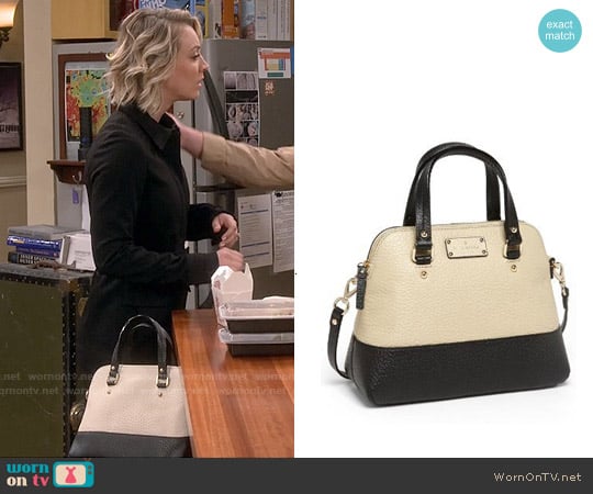 Kate Spade 'Small Grove Court Maise' Leather Satchel in Seedpearl / Black worn by Penny Hofstadter (Kaley Cuoco) on The Big Bang Theory