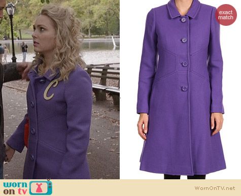 Kate Spade Tiera Coat in Sonia Purple worn by AnnaSophia Robb on The Carrie Diaries