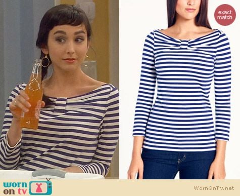 Kate Spade Wheaton Top in Navy worn by Molly Ephraim on Last Man Standing