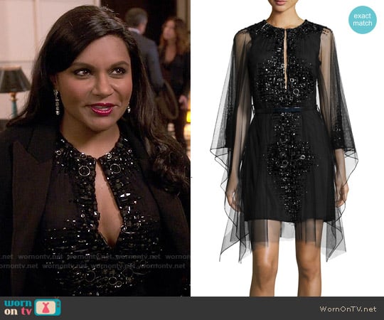 Kaufman Franco Moroccan Jeweled Mesh Dress worn by Mindy Lahiri (Mindy Kaling) on The Mindy Project