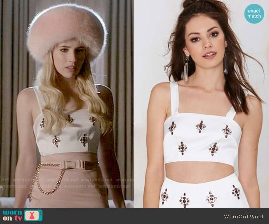 Keepsake City Heat Rhinestone Crop Top worn by Chanel Oberlin (Emma Roberts) on Scream Queens