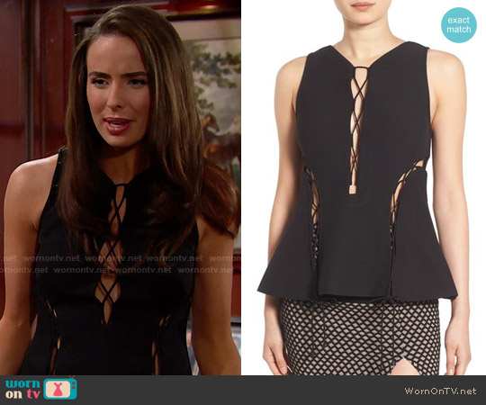 Kendall + Kylie Lace-up Peplum Top worn by Ivy Forrester (Ashleigh Brewer) on The Bold and the Beautiful