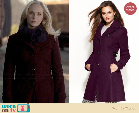 Kenneth Cole Reaction Wool-Blend Side-Buckle Walker Coat worn by Candice Accola on The Vampire Diaries