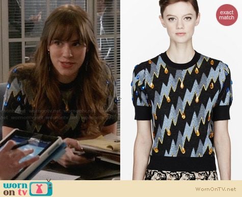 Kenzo Fancy Lightning Bolt Gemmed Shirt worn by Christa Allen on Revenge