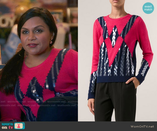 Kenzo Sequined Sweater worn by Mindy Lahiri (Mindy Kaling) on The Mindy Project