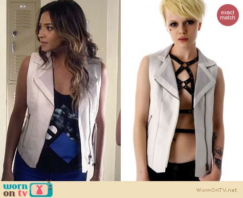 Kill City Right To Bare Arms Leather Vest worn by Shay Mitchell on PLL