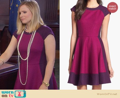 Kristen Bell Fashion: Ted Baker Colorblock A-Line Dress worn on Parks & Recreation