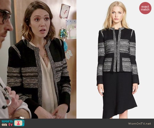 L'Agence Boucle Striped Jacket worn by Mandy Moore on Red Band Society