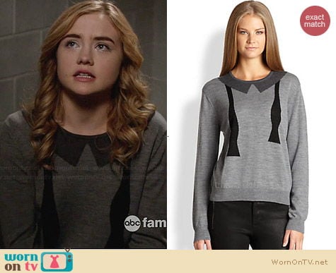 L'Agence Bowtie Intarsia Wool Sweater worn by Maddie Hasson on Twisted