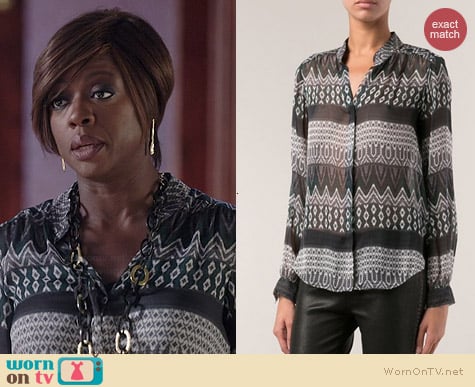 L'Agence Printed Blouse worn by Viola Davis on HTGAWM