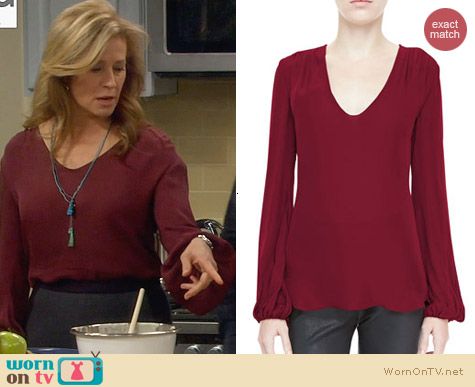 L'Agence Ruch Shoulder Silk Blouse worn by Nancy Travis on Last Man Standing