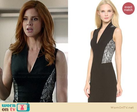 L'Wren Scott Lace Panel Sheath Dress worn by Sarah Rafferty on Suits