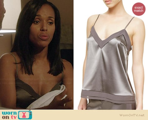 La Perla Silk Essence Top in Grey worn by Kerry Washington on Scandal