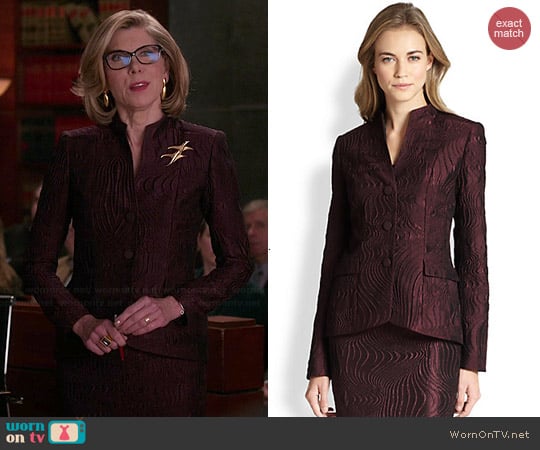 Lafayette 148 NY 'Andy' Scroll Jackquard Jacket worn by Diane Lockhart (Christine Baranski) on The Good Wife