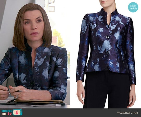 Lafayette 148 New York Patterned Two-Button Jacket worn by Alicia Florrick (Julianna Margulies) on The Good Wife