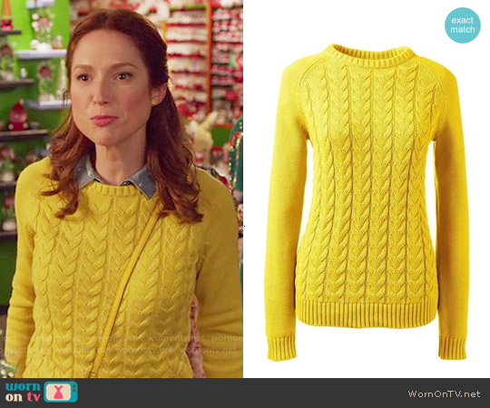 Lands End Drifter Cable Knit Sweater worn by Kimmy Schmidt (Ellie Kemper) on Unbreakable Kimmy Schmidt