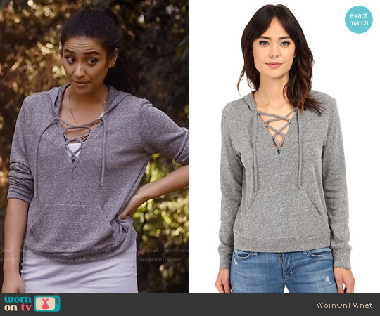 Lanston Lace Up Hoodie worn by Emily Fields (Shay Mitchell) on Pretty Little Liars