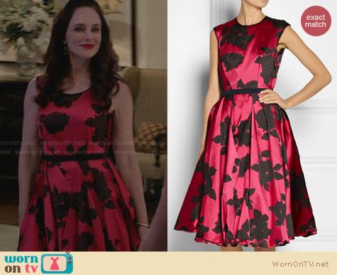 Lanvin Belted Floral Jacquard Dress worn by Madeleine Stowe on Revenge